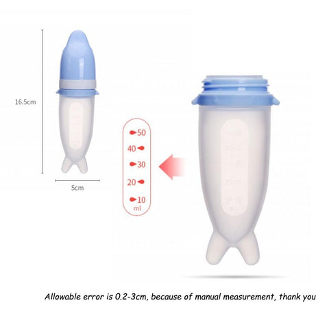 50ML Cartoon Dolphin Baby Feeding Bottle Safe Milk Fruit Vegetables Newborn Silicone Feeding soft Spoon  Baby Training Feeder