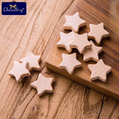 10pcs Beech Wooden Beads Baby Teether Rodent Mini Birds Hearts Beads DIY Necklace Pacifier Chain Crafts Jewelry Children Product
