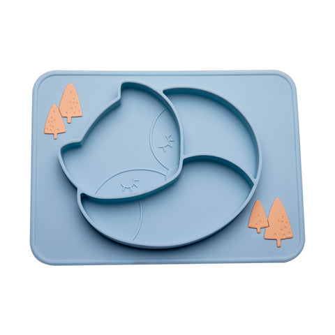 Silicone Baby Plate Food Grade Silicone Feeding Bowl Dining Plate  Cartoon Fox Dishes Suction Toddle Training Tableware Kid