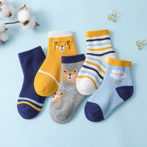 5 Pairs/Lot Bear Lion Cartoon Kids Socks For Children Boys Baby Girl Socks Drawings Cotton New Year&#39;s Socks Women&#39;s Miaoyoutong