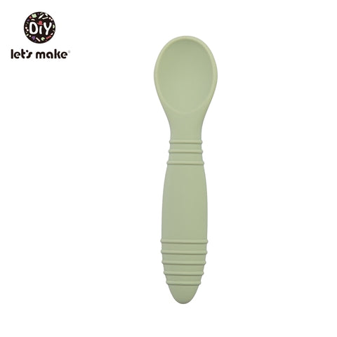 Let&#39;s Make Silicone Baby Feeding Set Waterproof Spoon Fork Non-Slip Feedings Tableware Baby Products Dinnerware For Kid BPA Free