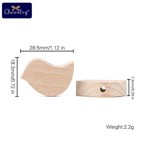 10pcs Beech Wooden Beads Baby Teether Rodent Mini Birds Hearts Beads DIY Necklace Pacifier Chain Crafts Jewelry Children Product
