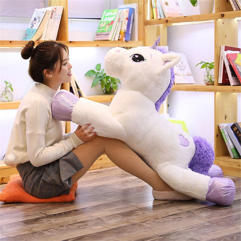 2021 New Arrival large unicorn plush toys cute pink white horse soft doll stuffed animal big toys for children birthday gift