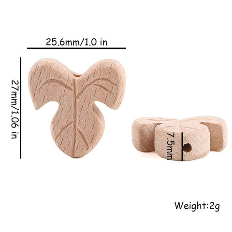 10pcs Beech Wooden Beads Baby Teether Rodent Mini Birds Hearts Beads DIY Necklace Pacifier Chain Crafts Jewelry Children Product