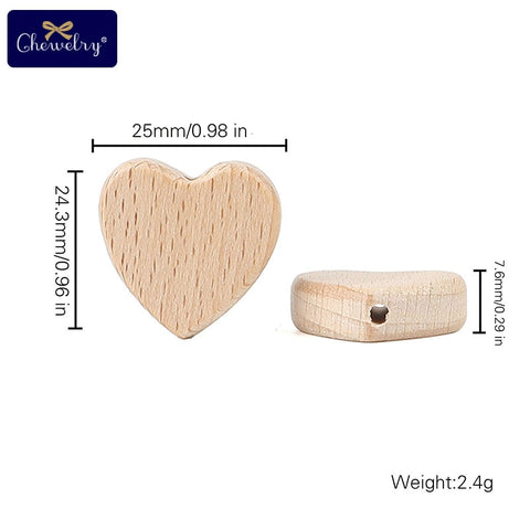 10pcs Beech Wooden Beads Baby Teether Rodent Mini Birds Hearts Beads DIY Necklace Pacifier Chain Crafts Jewelry Children Product