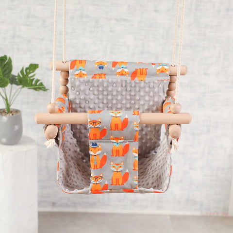 Let&#39;s Make Baby Swings Canvas Hanging Chair 13-24 Months Hanging Toys Hammock Safety Baby Bouncer Indoor Wooden Swing Rocker