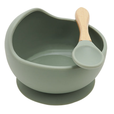 New Colors Feeding Set Food Grade Silicone Baby Bowl Set Non-silp Suction Bowl Spoon Kids Dinnerware BPA Free Tableware Dropship