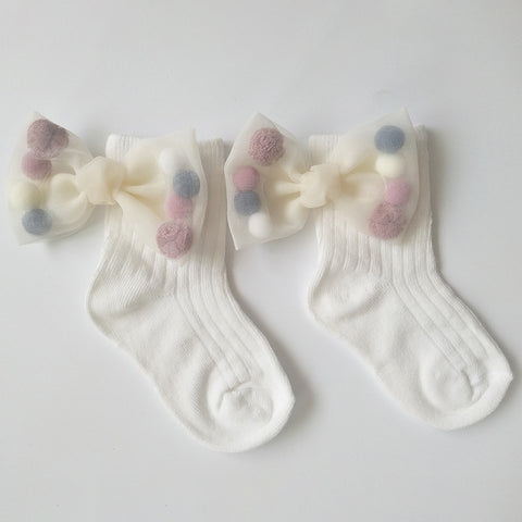 New Baby Girls Socks With Bows Toddlers Infants Cotton Ankle Socks Beading Baby Girls Princess Sock Cute Children Socks