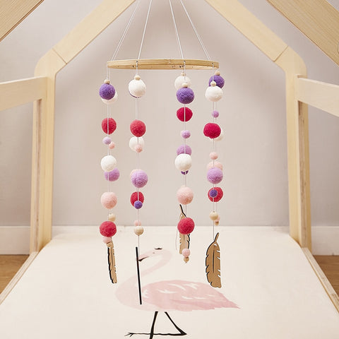 Baby Toys Wooden Baby Rattles Mobile Wool Ball Wind Chimes Bell Toys For Nerbown Bed Hanging Tent Decor Nursing Baby Products