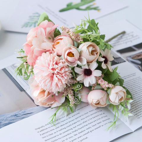 Artificial Flowers Bride Holding Bouquet Wedding Home Decoration Accessories Household Products Silk Hydrangea Cheap Fake Plants