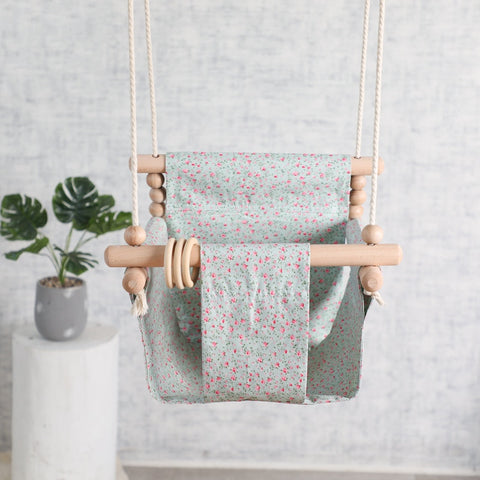 Let&#39;s Make Baby Swings Canvas Hanging Chair 13-24 Months Hanging Toys Hammock Safety Baby Bouncer Indoor Wooden Swing Rocker