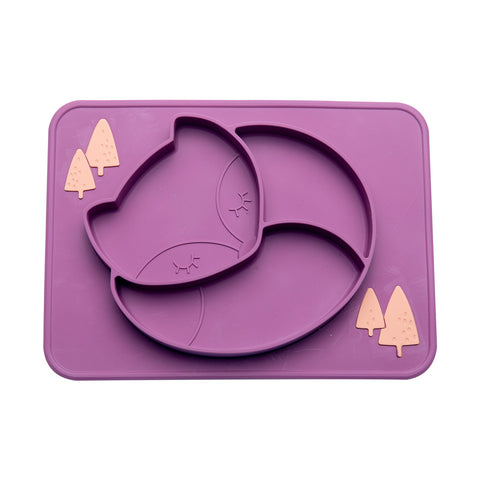 Silicone Baby Plate Food Grade Silicone Feeding Bowl Dining Plate  Cartoon Fox Dishes Suction Toddle Training Tableware Kid