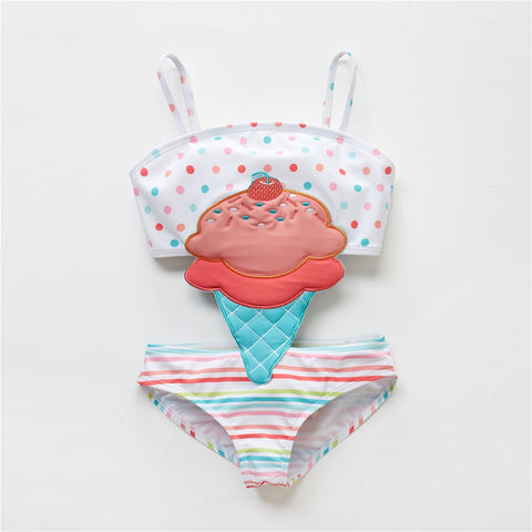 Honeyzone Summer Baby Girl Swimsuit Fused Polyester Spandex Cute Animal Kids Swimwear Baby Bikini Girl 1T-8T swimwear child