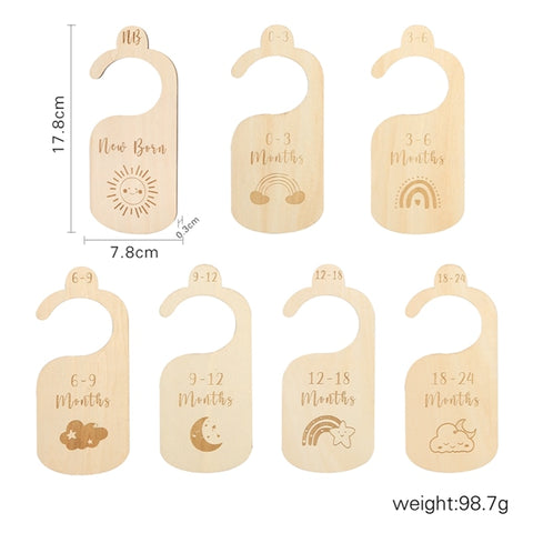 11Pc Newborn Supplies Baby Closet Dividers Wood Milestone Nursery Closet Clothes Organizers Baby Wardrobe Dividers New Mom Gift