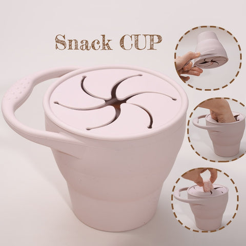 Solid Colors Baby Snack Cup Toddler Portable Food Storage Box BPA Free Silicone Snacks Container With Lid