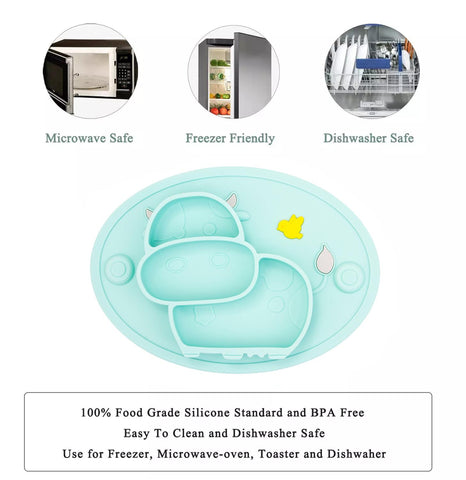 Qshare Baby Plate Dishes Tableware Children Food Feeding Container Placemat Kids Dishes Saucer Silicone Suction Bowl