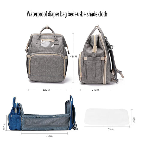 Umaubaby Diaper Bag Bed Large Capacity Maternity Bag baby bags for mom  3 in 1 foldable baby bed nappy bag Free baby mattress