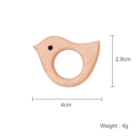 10pcs Beech Wooden Beads Baby Teether Rodent Mini Birds Hearts Beads DIY Necklace Pacifier Chain Crafts Jewelry Children Product
