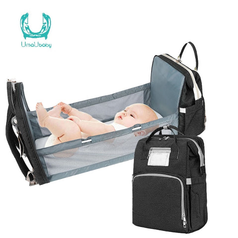 Umaubaby Diaper Bag Bed Large Capacity Maternity Bag baby bags for mom  3 in 1 foldable baby bed nappy bag Free baby mattress