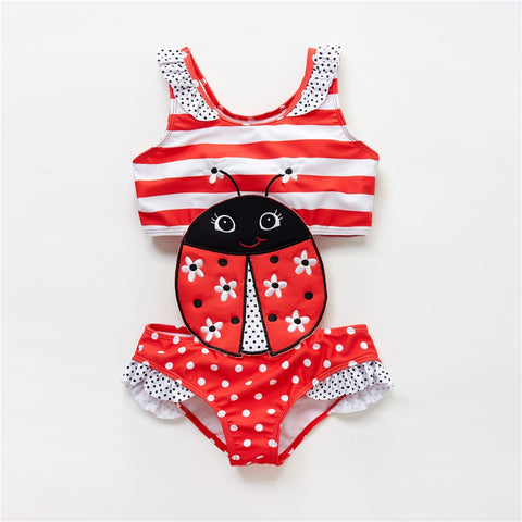 Honeyzone Summer Baby Girl Swimsuit Fused Polyester Spandex Cute Animal Kids Swimwear Baby Bikini Girl 1T-8T swimwear child