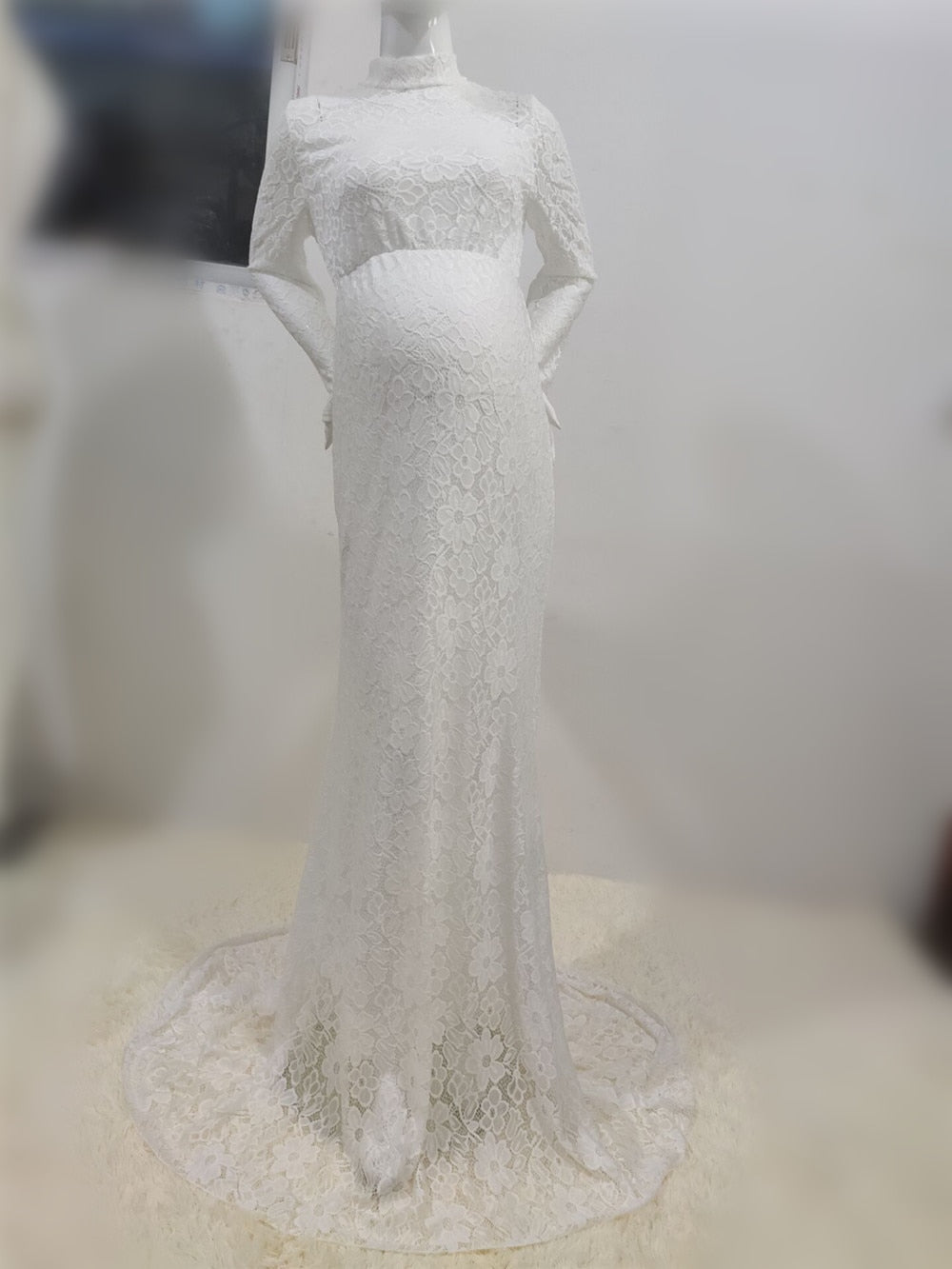 Baby Shower Lace Maternity Dresses For Photo Shoot Long Fancy Pregnancy Dress Elegence Pregnant Women Maxi Gown Photography Prop