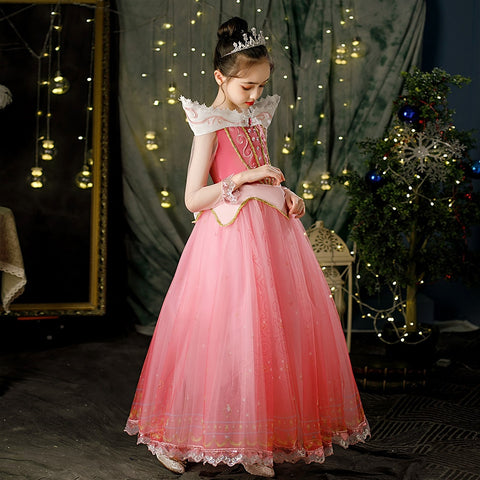 Aurora Princess Girls Dress Sleeping Beauty Dress Up Christmas Cosplay Gown Girls Children Luxury Aurora Halloween Costume