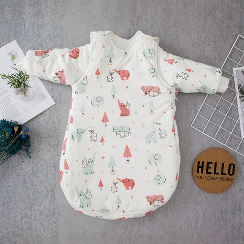 Baby Sleeping Bag Vest Sleep Bag With Sleeves Detachable Convenient Change Diaper 100% Cotton Printed Newborn Baby Carriage Sack