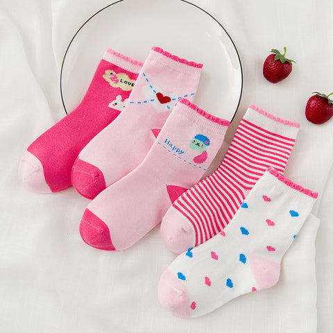 5 Pairs/Lot Bear Lion Cartoon Kids Socks For Children Boys Baby Girl Socks Drawings Cotton New Year&#39;s Socks Women&#39;s Miaoyoutong