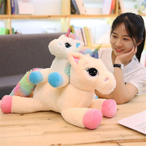 2021 New Arrival large unicorn plush toys cute pink white horse soft doll stuffed animal big toys for children birthday gift