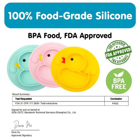 Qshare Baby Duck Dishes Silicone Plate Suction Tray Antislip Mini Mat Toddler Placemat Kids Food Feeding Bowl Baby Tableware