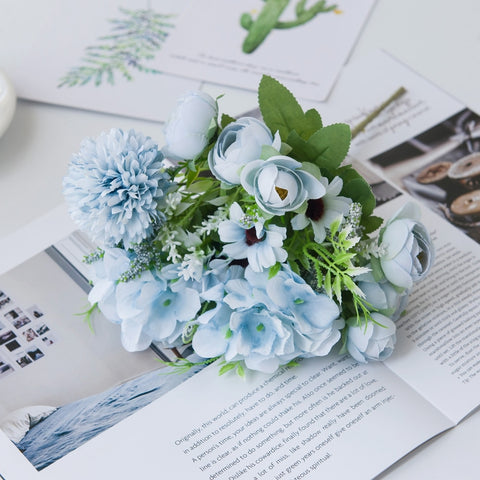 Artificial Flowers Bride Holding Bouquet Wedding Home Decoration Accessories Household Products Silk Hydrangea Cheap Fake Plants