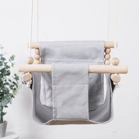 Let&#39;s Make Baby Swings Canvas Hanging Chair 13-24 Months Hanging Toys Hammock Safety Baby Bouncer Indoor Wooden Swing Rocker