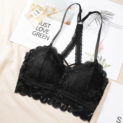 New Women Hollow Out Bralette Solid Color Beauty Back Lace Underwear Sexy Vest Female Add Pad Wireless Bra Seamless Lingerie