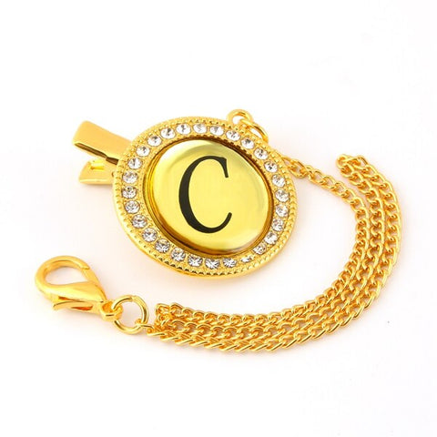 Bling Baby Pacifier Clip Golden Any Initials Letter Pacifiers Chain Holder Baby Dummy Clips Safe Metal Chains