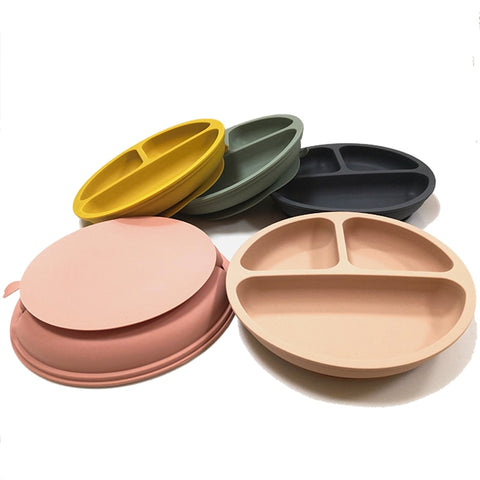 BPA Free Baby Silicone Suction Plate Kid Tableware Food Grade Silicone Non-Slip Baby Dish Infant Toddler Dinnerware
