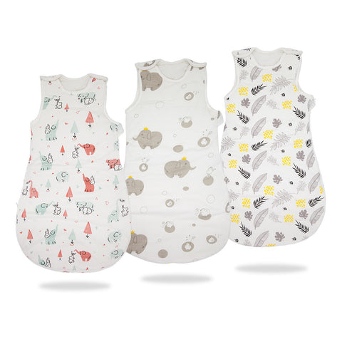 Baby Sleeping Bag Vest Sleep Bag With Sleeves Detachable Convenient Change Diaper 100% Cotton Printed Newborn Baby Carriage Sack