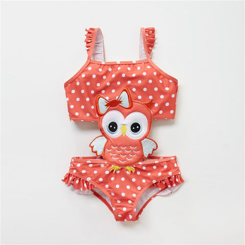 Honeyzone Summer Baby Girl Swimsuit Fused Polyester Spandex Cute Animal Kids Swimwear Baby Bikini Girl 1T-8T swimwear child