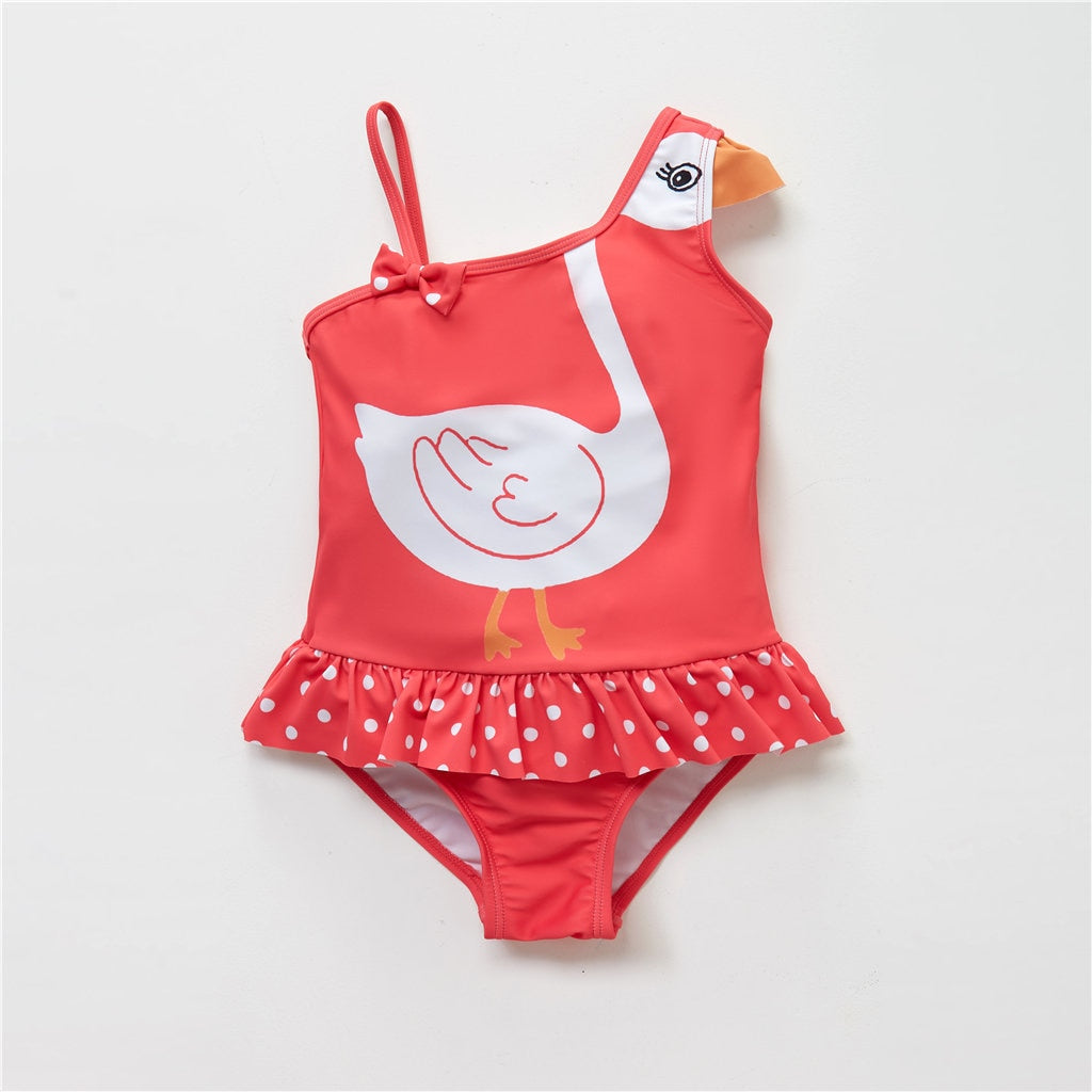 Honeyzone Summer Baby Girl Swimsuit Fused Polyester Spandex Cute Animal Kids Swimwear Baby Bikini Girl 1T-8T swimwear child