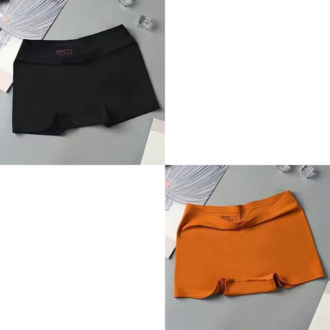 2 Pcs/Set Silk Seamless Underwear Women&#39;s Boxer Shorts Ladies Panties Safety Pants Soild Female Tangas High Waist Lingerie Panty