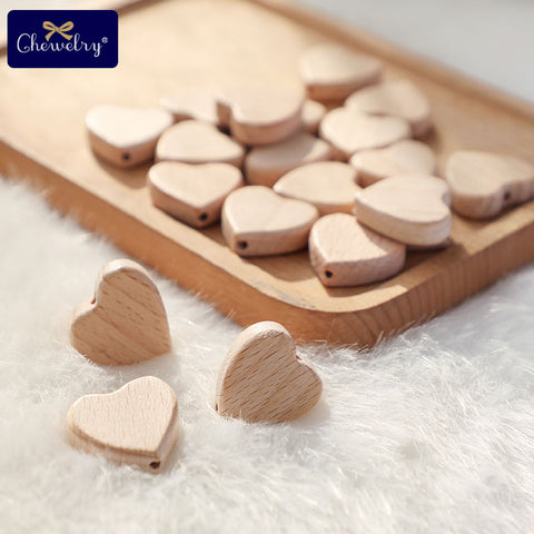 10pcs Beech Wooden Beads Baby Teether Rodent Mini Birds Hearts Beads DIY Necklace Pacifier Chain Crafts Jewelry Children Product