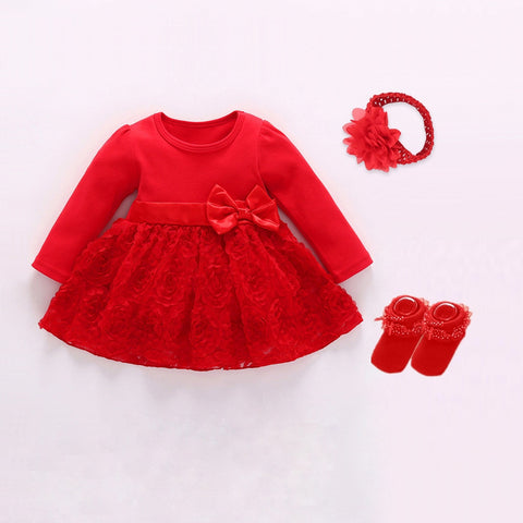 2022 Infant Christening Dress Newborn Baby Girl Dresses&amp;Clothes Princess 0 3 6 12 Months Baby Baptism Dress Shoes Tights