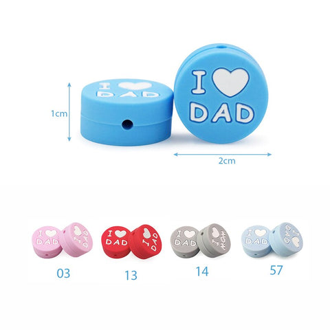 TYRY.HU 5pcs I Love Mom Dad Silicone Beads Baby Products Teething Toys For DIY Jewelry Making BPA Free Mordedor Silicone Beads