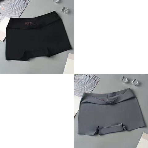 2 Pcs/Set Silk Seamless Underwear Women&#39;s Boxer Shorts Ladies Panties Safety Pants Soild Female Tangas High Waist Lingerie Panty