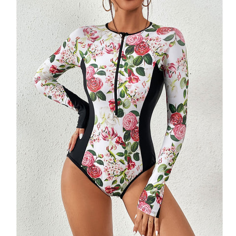 2023 Surfing Sport Swimsuit One Piece Long Sleeves Women Swimwear Skeleton Zipper High Quality Bath Suit Halloween Costumes