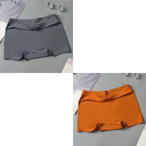 2 Pcs/Set Silk Seamless Underwear Women&#39;s Boxer Shorts Ladies Panties Safety Pants Soild Female Tangas High Waist Lingerie Panty