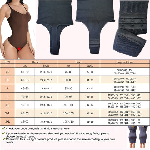 GUUDIA Thong Body Shapers Tummy Control Belly Trimmer Shapewear Compress Spaghetti Strap Bodysuits Compression Body Suits