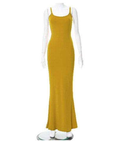 Women Summer Sexy Solid Spaghetti Strap Backless Bodycon Maxi Mermaid Dress 8 Colors