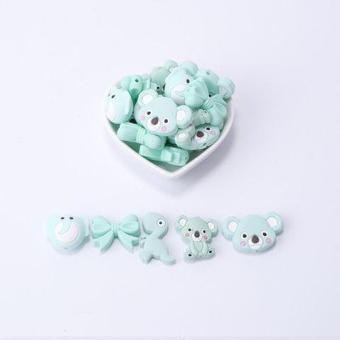 TYRY.HU 5pcs I Love Mom Dad Silicone Beads Baby Products Teething Toys For DIY Jewelry Making BPA Free Mordedor Silicone Beads