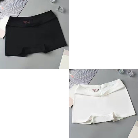 2 Pcs/Set Silk Seamless Underwear Women&#39;s Boxer Shorts Ladies Panties Safety Pants Soild Female Tangas High Waist Lingerie Panty