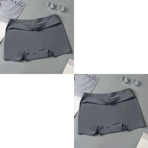 2 Pcs/Set Silk Seamless Underwear Women&#39;s Boxer Shorts Ladies Panties Safety Pants Soild Female Tangas High Waist Lingerie Panty